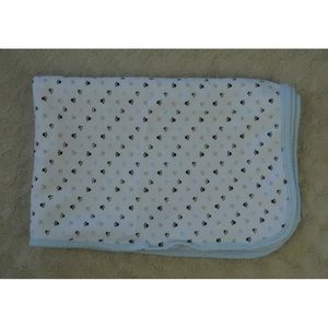 Rene Rofe Paw Prints Baby Blanket Blue Black White Gray Thin Jersey Knit Lovey